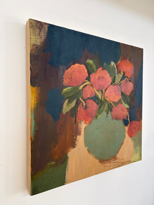‘VASE OF TERRACOTTA BLOOMS’