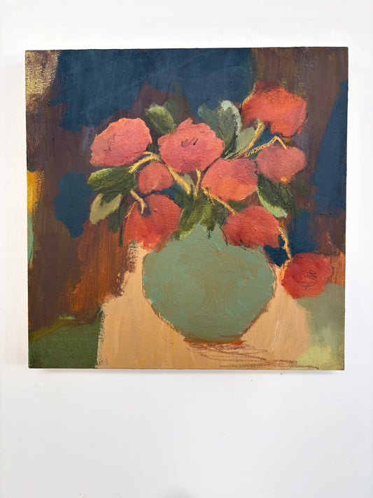 ‘VASE OF TERRACOTTA BLOOMS’
